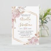 Bohème Floral, Rose Roses Gold Invitation (Debout devant)