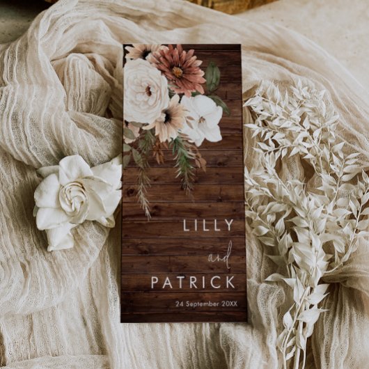 Bohème Floral Rustic Wood Wedding Programme