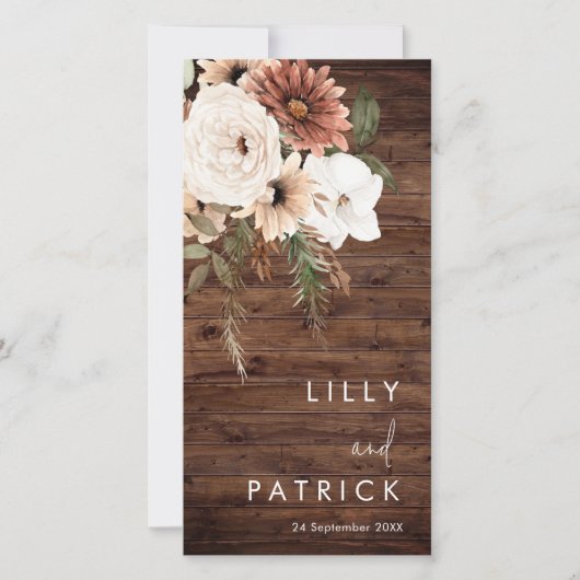 Bohème Floral Rustic Wood Wedding Programme (Devant)