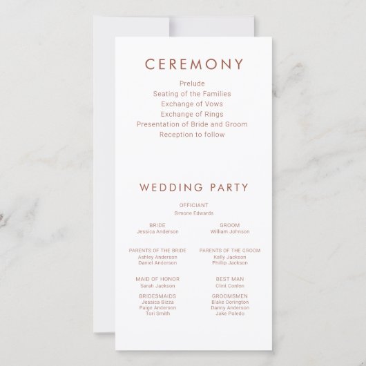 Bohème Floral Rustic Wood Wedding Programme (Dos)