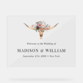 Bohème Floral Vache Crâne Mariage Affiche de bienv (Recto)