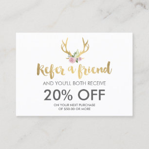 Bohême Gold Antlers avec Fleurs Carte de référence