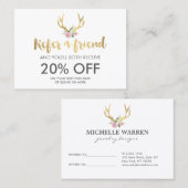 Bohême Gold Antlers avec Fleurs Carte de référence (Devant / Derrière)