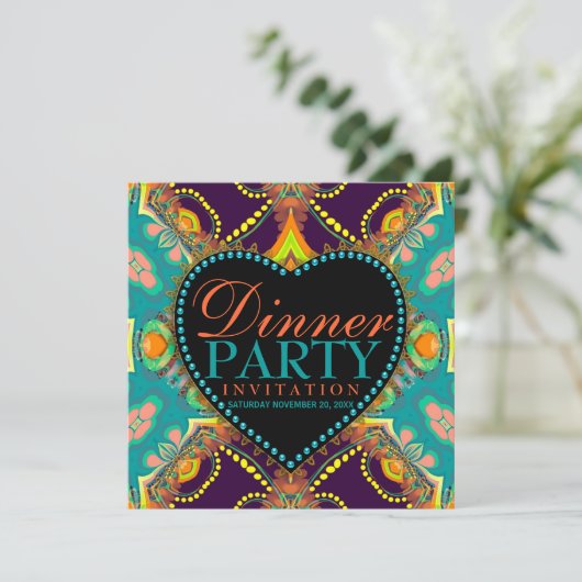 Bohême Hippie Batik Dîner Invitations (Debout devant)