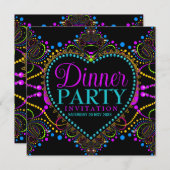 Bohême Hippie Lights Diner fêtes Invitations (Devant / Derrière)