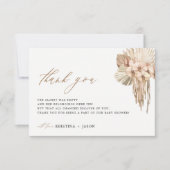 Bohême Pampas Grass Baby shower Merci Cartes (Devant)
