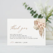 Bohême Pampas Grass Baby shower Merci Cartes (Debout devant)