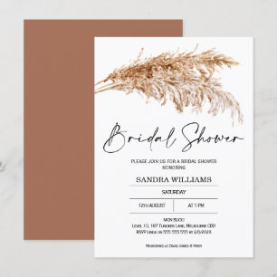 Bohême Pampas Grass nuptiale de douche Invitation
