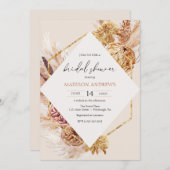 Bohême Pampas Grass nuptiale de douche Invitation (Devant / Derrière)