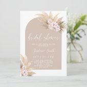 Bohême Pampas Grass nuptiale de douche Invitation (Debout devant)