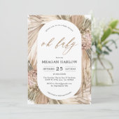 Bohême Pampas Grass Oh Baby shower Invitation (Debout devant)