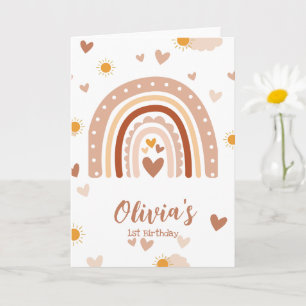 Boheme regenboog - 1 jaar Meisje Kaart