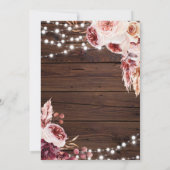 Bohême Rose Rustique Faire-part de mariage bois (Dos)