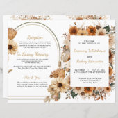 Bohème Rustique Automne Floral Wedding Programme (Devant / Derrière)