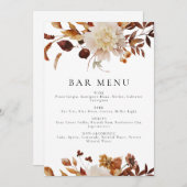 Bohême Terracotta Fall Floral Bar Menu Carte des s (Devant / Derrière)