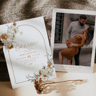 BOHEME Terracotta Floral Boho Arch Baby shower Kaart