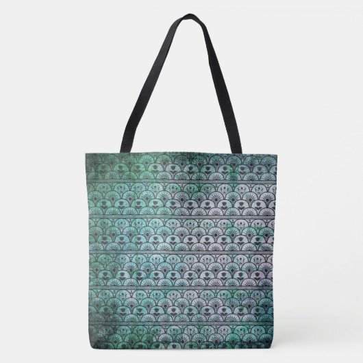 Bohemen, Aqua Blue Patterned Canvas tas (Voorkant)