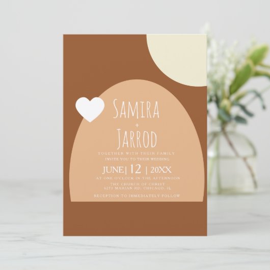 Bohemen Arch & Shapes Heart Geometrical Wedding Kaart (Staand voorkant)