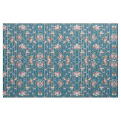 Bohemen blauwe roze rode florale moderne strepen stof (Fat Quarter)