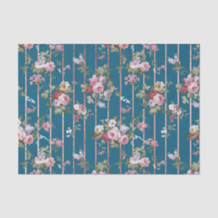 Bohemen blauwe roze rode florale moderne strepen tissuepapier