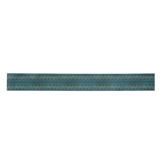 Bohemen Blauwgroen en Gold Foil Peacock Pattern Lint (Voorkant)