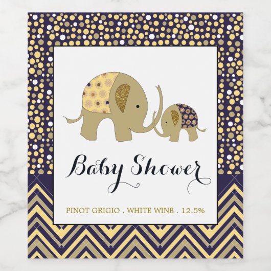 Bohemen Elephant en Chevron Baby shower Wijn Etiket (Enkel label)