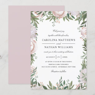 Bohemen Floral Lijst Elegant Light Mauve Wedding Kaart