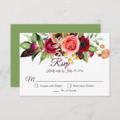 Bohemen Floral Romance RSVP-kaarten (Voorkant / Achterkant)