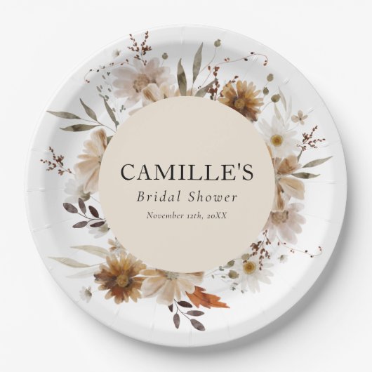 Bohemen Floral Vrijgezellenfeest Paper Borden Papieren Bordje (Voorkant)