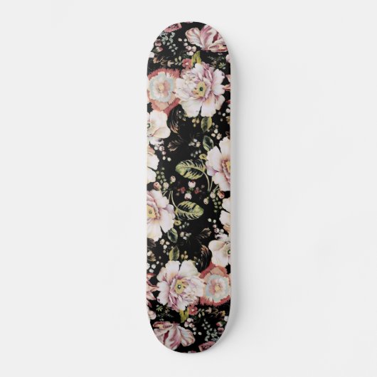 bohemen frans land chic zwarte flora skateboard (Voorkant)