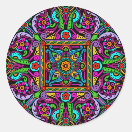 Bohemen Glas in lood Style Ronde Sticker (Voorkant)