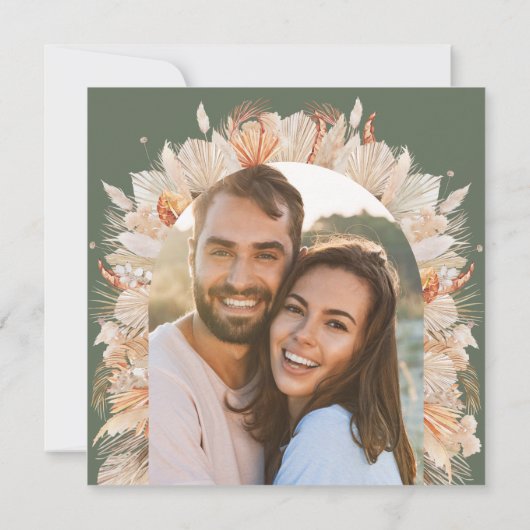 Bohemen groene pampas save the date (Achterkant)