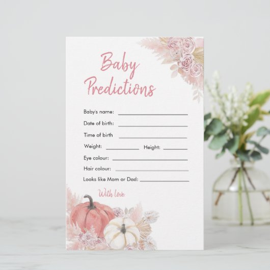 Bohemen Herfst in Love Pumpkin Baby Predictions (Staand voorkant)