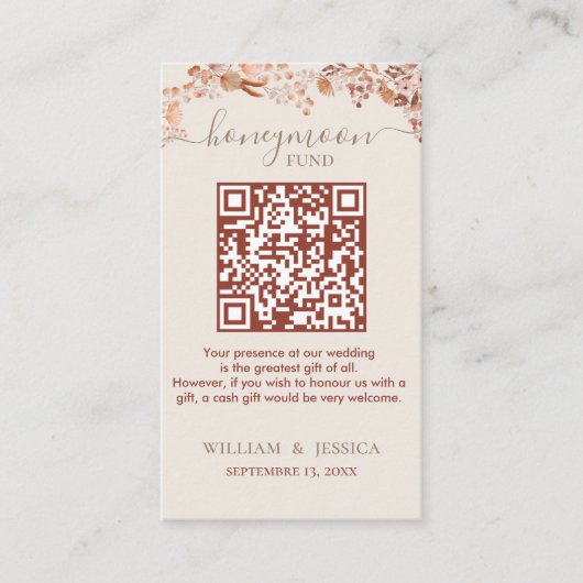 Bohemen Honeymoon Fonds met QR Code Informatiekaartje (Voorkant)