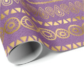 Bohemen Paars en Gold Foil Peacock Pattern Cadeaupapier (Rol Hoek)