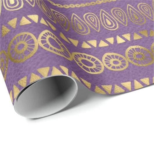 Bohemen Paars en Gold Foil Peacock Pattern Cadeaupapier (Rol Hoek)