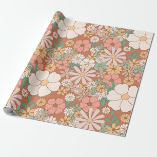 Bohemen retro Floral Hippie Style Botanic Cadeaupapier