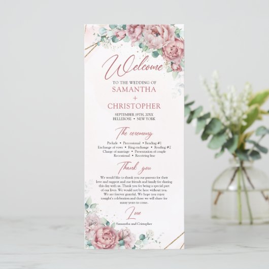 Bohemen  rozen peonies eucalyptus gold programma (Staand voorkant)