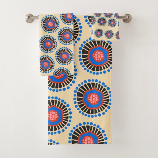 Bohemen Scandinavische vormen in rood blauw en zwa Bad Handdoek (Insitu)