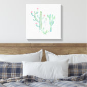 Bohemen Waterverf Cactus Canvas Afdruk (Insitu (Slaapkamer))