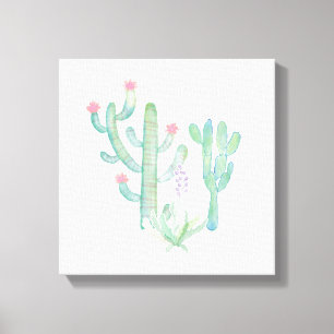 Bohemen Waterverf Cactus Canvas Afdruk