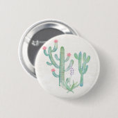 Bohemen Waterverf Cactus Ronde Button 5,7 Cm (Voorkant /achterkant)