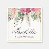 Bohemen Waterverf Floral Afstudeerder Naam Afstude Servet (Voorkant)