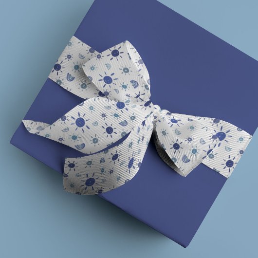 Bohemen-zonneschijnen en regenbogen in blauw grosgrain lint