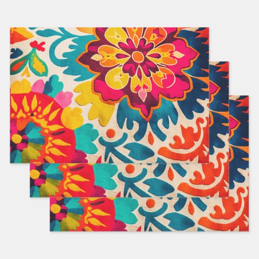 BOHEMIA 3 vellen van mooie boho-stijl giftwrap (Set)