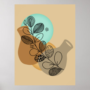 BOHEMIAANS ABSTRACT MINIMALISTISCH MET ZWARTE BLAA POSTER