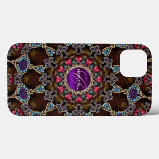 Bohemiaanse boomkunst monogram Case-Mate iPhone case (Achterkant (horizontaal))