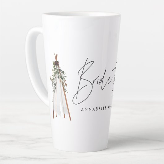 Bohemiaanse bruid om de botanische hedendaagse gri latte mok (Linkerhoek)