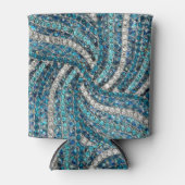 bohemiaanse girale zilvergrijze turkooizen blauw blikjeskoeler (Voorkant)