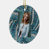 bohemiaanse girale zilvergrijze turkooizen blauw keramisch ornament (Rechts)